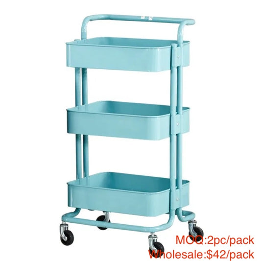 BECWARE 3-tier utility storage rolling cart kitchen cart trolley organizer storage organizer container cart   2pc/pack