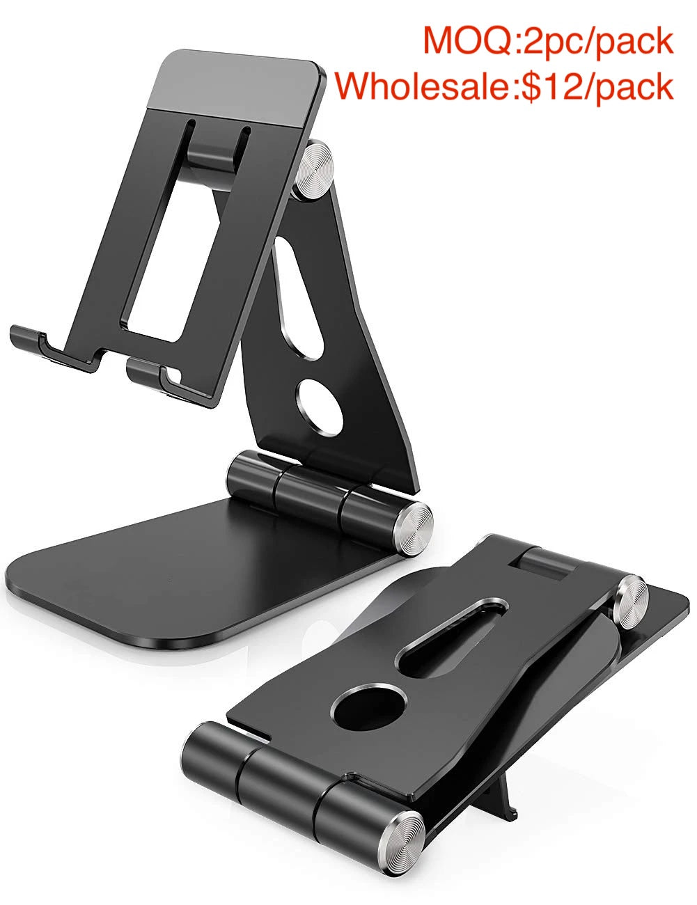 BECWAREDouble folding aluminum desktop office cell phone stand for 7-10 inch 2pc/pack