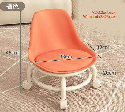BECWAREPlastic Silent Wheel Internet Celebrity Children's Study Party Kids Chairs /Small Stool Pulley Low Stool 7 colors choice  2pc/pack