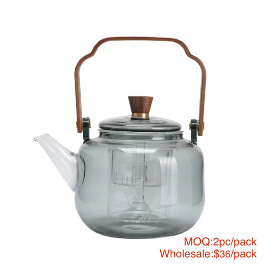 BECWARE Heat resistant and thickened high borosilicate glass teapot with beam boiling teapot  2pc/pack