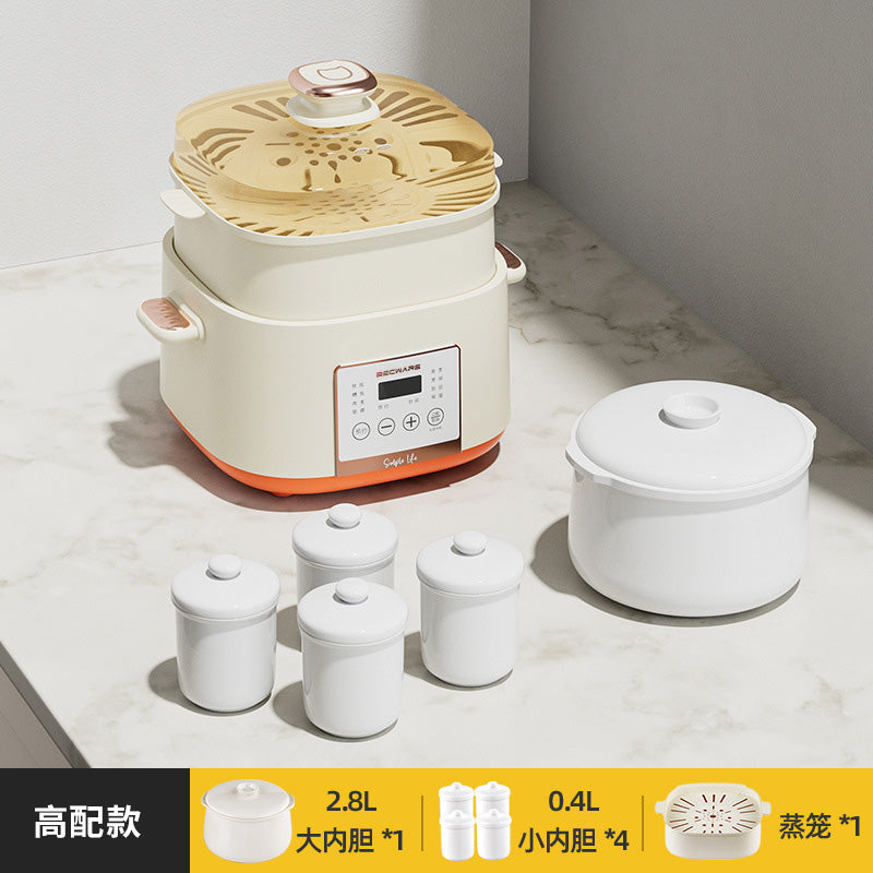 BECWARE Fully Automatic Large Capacity Electric Saucepan Household Chinese Style Soup Pot 5 Ceramic Liners 110V