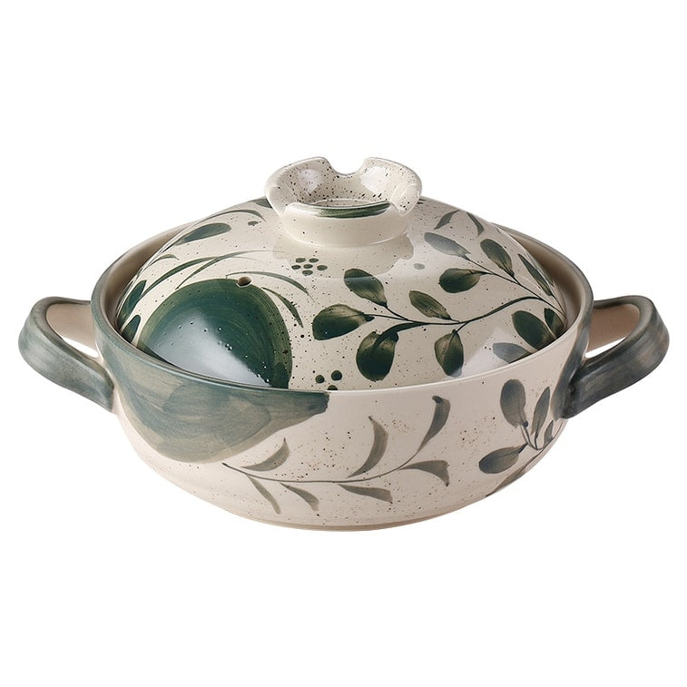 BECWARE Japanese Retro Double Handle Casserole Fine Ceramics Shallow Pot 2.5L  6Styles choice  2sets/pack