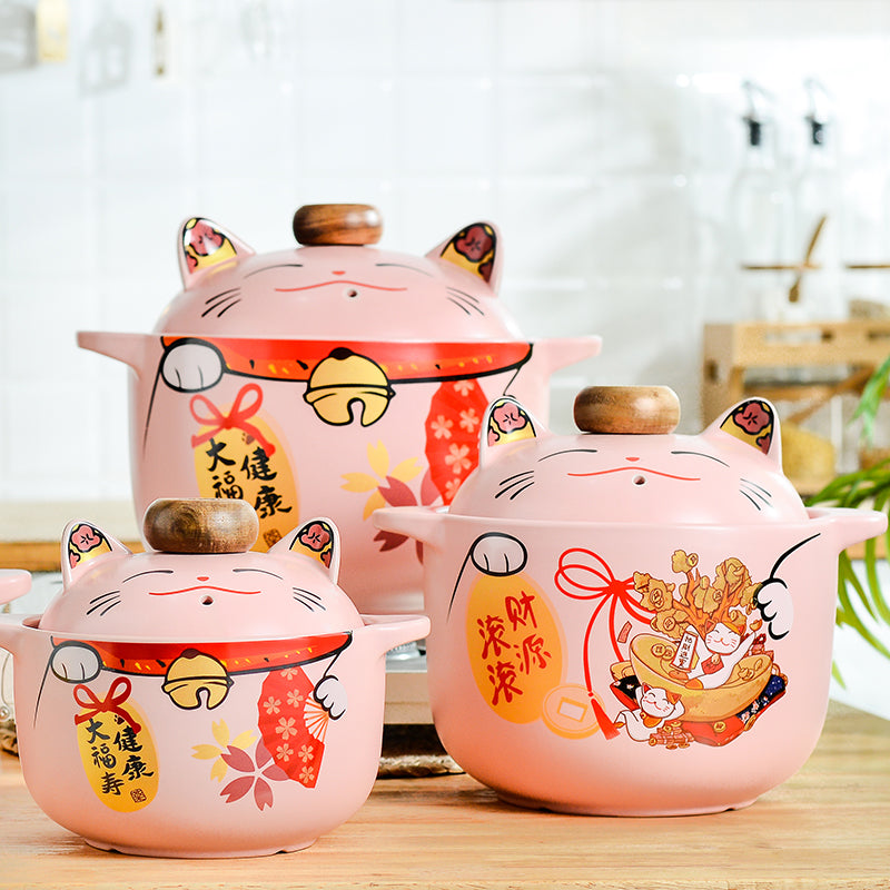 BECWARE Japanese Lucky Cat Casserole Patent Appearance  5.5L  2pc/pack